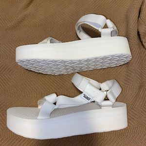 White Flatform Teva Sandals